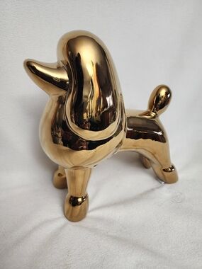 Glossy Gold Ceramic POODLE Figurine